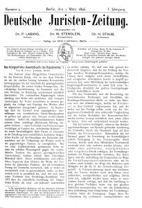 Deutsche Juristenzeitung, 1. März 1896
